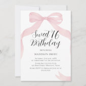 Coquete pink bow Sweet Sixteen invitation (Devant)