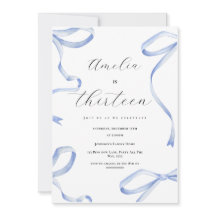 Coquette 13th Party Meisje Blauwe Bow Elegant Lint