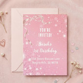 Coquette 1st Birthday Invitations Pink Bow