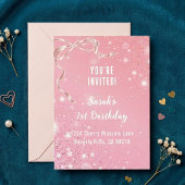 Coquette 1st Birthday Invitations Pink Bow