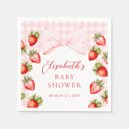 Coquette Aardbei Baby shower Servet (Voorkant)