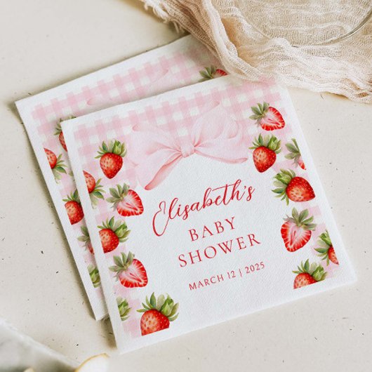 Coquette Aardbei Baby shower Servet