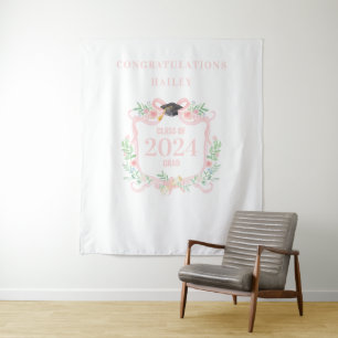 Coquette Afstuderen Crest w / Bow Foto Achtergrond Wandkleed