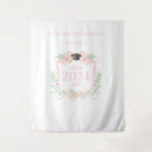 Coquette Afstuderen Crest w / Bow Foto Achtergrond Wandkleed (Voorkant)