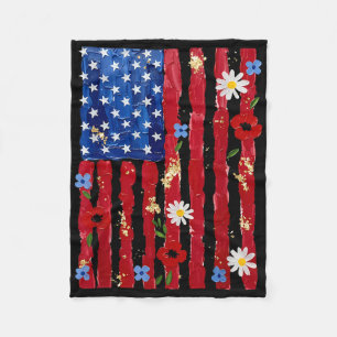 Coquette Amerikaanse vlag Bloemen 4 juli Vrouwen G Fleece Deken