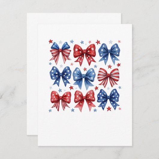 Coquette Amerikaanse Vlag Coquette Strik 4 Juli Bedankkaart (Voorkant / Achterkant)