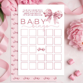 Coquette Baby shower Bingo Game – Elegante Roze Bo