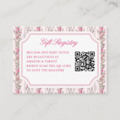 Coquette Baby shower QR Code Gift Registry Informatiekaartje (Voorkant)