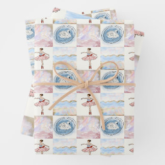 Coquette Ballerina en Zwaan Pastel Raster Naadloos Inpakpapier Vel
