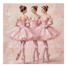 coquette ballerina poster met naam voor de kinderk