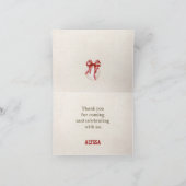 Coquette Baseball Red Bow Floral  Verjaardag Bedankkaart (Binnen)