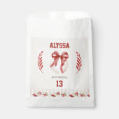Coquette Baseball Red Bow Floral Verjaardag Bedankzakje (Voorkant)