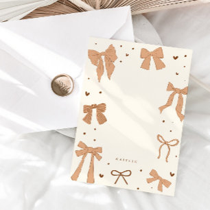 Coquette Beige Bow Ribbon Notitiekaartje