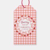 Coquette Berry Eerste Verjaardag Rood Gingham Cadeaulabel (Achterkant)