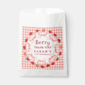 Coquette Berry First Birthday Red Gingham Bedankzakje (Voorkant)