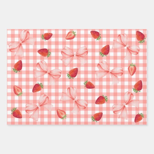 Coquette Berry First Birthday Red Gingham Inpakpapier Vel (Voorkant)