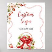 Coquette Berry In Love Custom Party Sign Poster (Voorkant)
