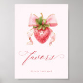 Coquette Berry Sweet Baby shower Favorieten Tafelt Poster (Voorkant)