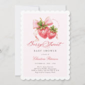Coquette Berry Sweet Baby shower Invitation (Devant)