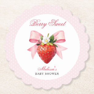 Coquette Berry Sweet Baby Shower Kartonnen Onderzetters