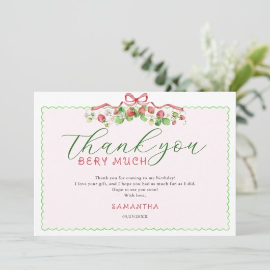 Coquette Berry Sweet Elke leeftijd Verjaardag Bedankkaart (Staand voorkant)