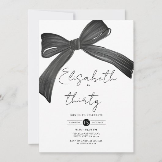 Coquette Black Bow 30e Invitation (Devant)