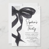 Coquette Black Bow 30th Birthday Party Invitation (Devant)