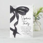 Coquette Black Bow 30th Birthday Party Invitation (Debout devant)