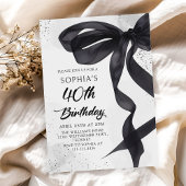 Coquette Black Bow 40th Birthday Party Invitation