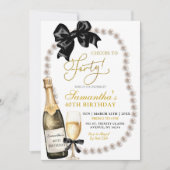 Coquette Black Bow Adulte Anniversaire Invitation (Devant)