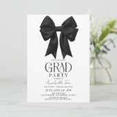 Coquette  Black Bow Ribbon Afstudeerfeest Kaart (Staand voorkant)