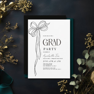 Coquette Black Bow Ribbon Afstudeerfeest Kaart