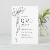 Coquette Black Bow Ribbon Afstudeerfeest Kaart (Staand voorkant)