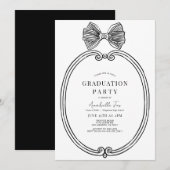 Coquette Black Bow / Ribbon Lijst Graduation Party Kaart (Voorkant / Achterkant)