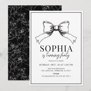 Coquette Black Bow Ribbon Volwassen Verjaardag Kaart