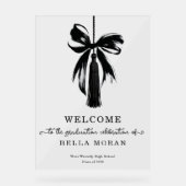Coquette Black Bow & Tassel Graduation Party Sign (Recto)