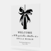 Coquette Black Bow & Tassel Graduation Party Sign (Angle)