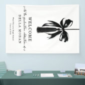 Coquette Black Bow & Tassel Graduation Party Sign Spandoek (Beurs)