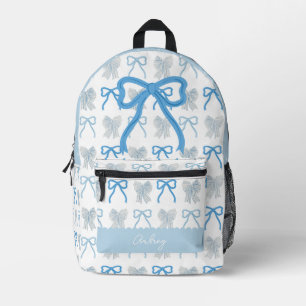 Coquette Blauw Bow/lint Patroon Bedrukte Rugzak