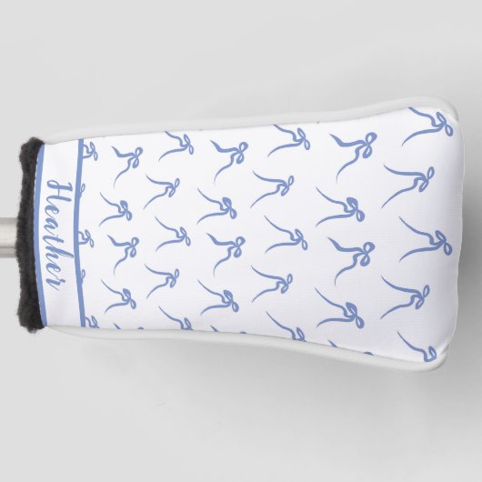 Coquette Blauw en Witte Bogen Golf Head Hoesje Golfheadcover (Voorkant)