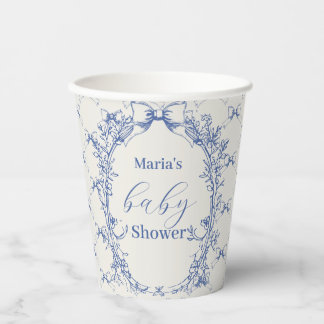 Coquette Blauwe Boog Bloemen Papieren Bekers