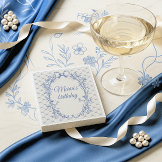 Coquette Blauwe Boog Bloemen Servet