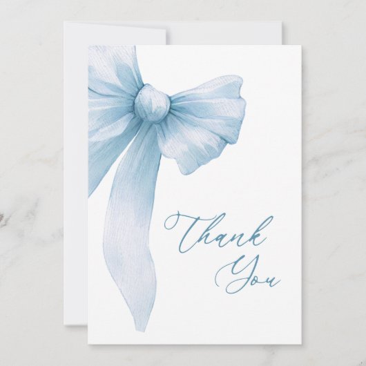 Coquette Blauwe Strik Bruidsmeisjesfeest Bedankkaart (Voorkant)