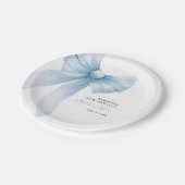Coquette Blauwe Strik Bruiloftsborrel Papieren Bordje (Gekanteld)