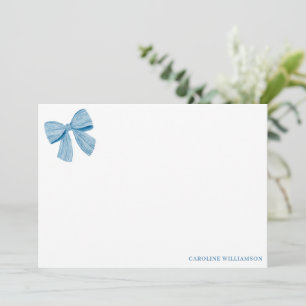 Coquette Blauwe Strik Gepersonaliseerde Naam Brief Bedankkaart