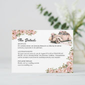 Coquette Bloemen Blush Roze bruiloft Details Informatiekaartje (Staand voorkant)