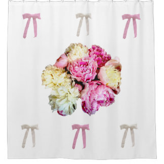 Coquette bloemen en strikken douchegordijn