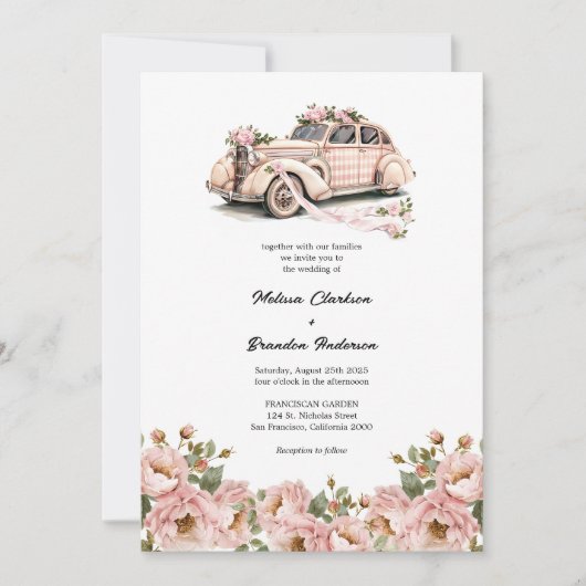 Coquette Bloemige Roze QR Code RSVP Trouwen Kaart (Voorkant)