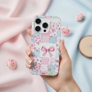 Coquette bloemstuk patchwork quilt lente bloemen s iPhone 15 pro hoesje