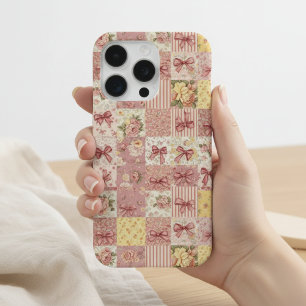 Coquette bloemstuk patchwork quilt lente bloemen s iPhone 15 pro hoesje